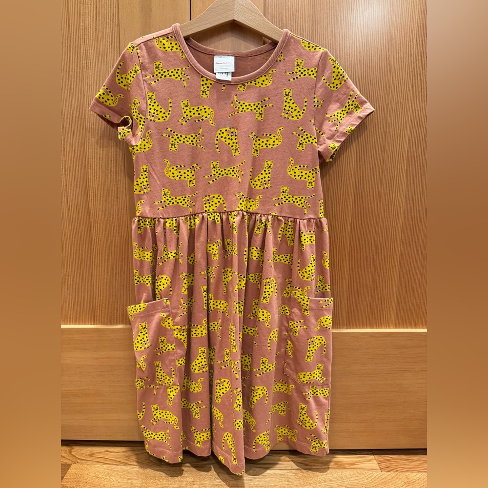 Hanna Andersson Mauve Dress with Yellow Leopard Motif